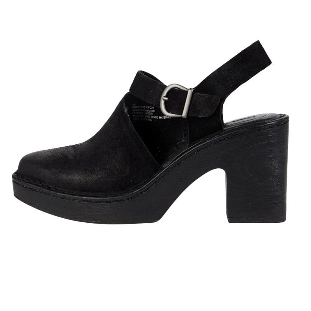 Born Women's Devlyn Black Distressed Suede Platform Boho Chic Clogs Size 9M